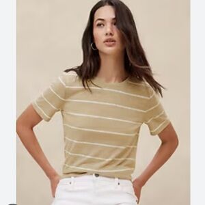 NWOTS Banana republic linen blend striped t shirt khaki